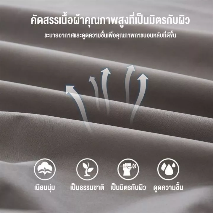 ชุดผ้าปูที่นอนกันไรฝุ่น สีทึบ 3.5ฟุต 5ฟุต 6ฟุต thumbnail 5
