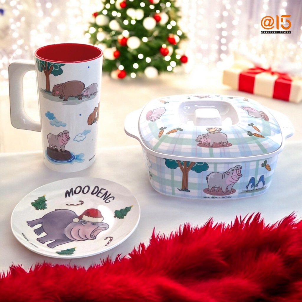 สินค้าเมลามีนน้องหมูเด้ง สุดคิวท์ Collection 2 จาก Srithai X Moodeng