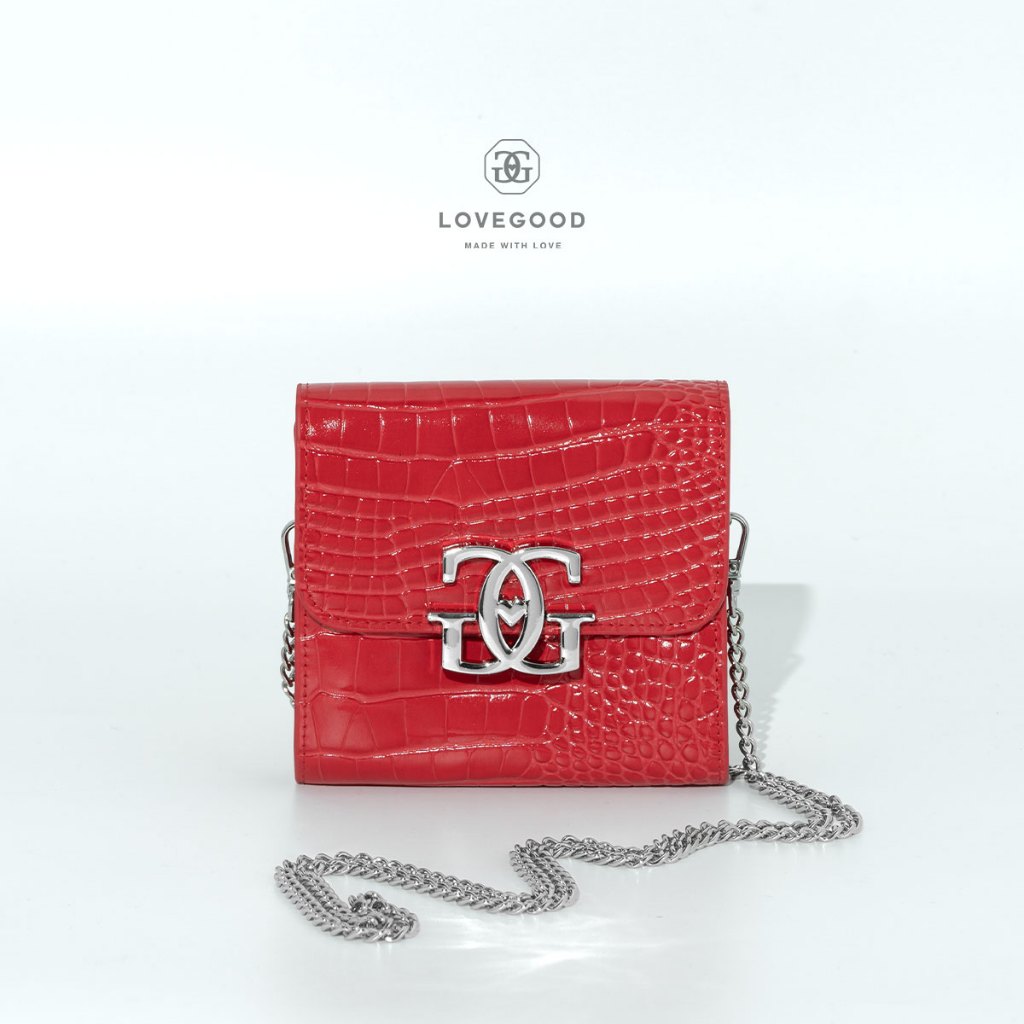 [ LoveGood ] Havana Croc กระเป๋าสตางค์ใบสั้น หนังวัวแท้ ปั๊มลายจระเข้  ไซส์ 5" มาพร้อมสายสะพายยาว