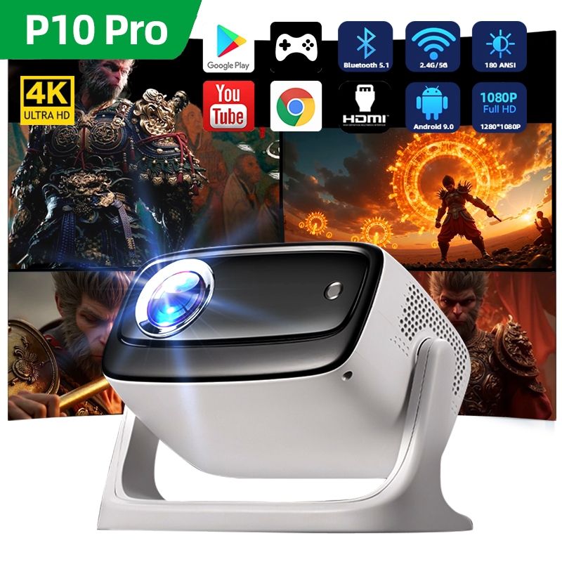 New Projector โปรเจคเตอร์พกพา 4K Ultra HD • ฉายภาพ 200 นิ้ว • เชื่อมต่อ WiFi/Bluetooth • ดูหนังกลางแจ้งได้  โปรเจคเตอร์พ