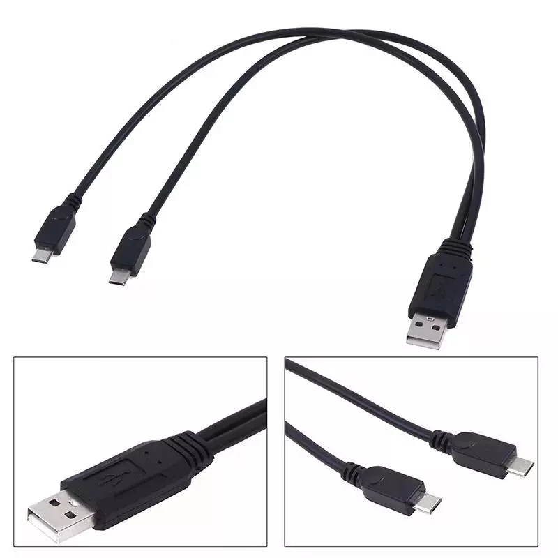 อุปกรณ์แยกสายชาร์จ Usb 2.0 Male To Male Dual Micro Usb Splitter Y สําหรับโทรศัพท์มือถือ