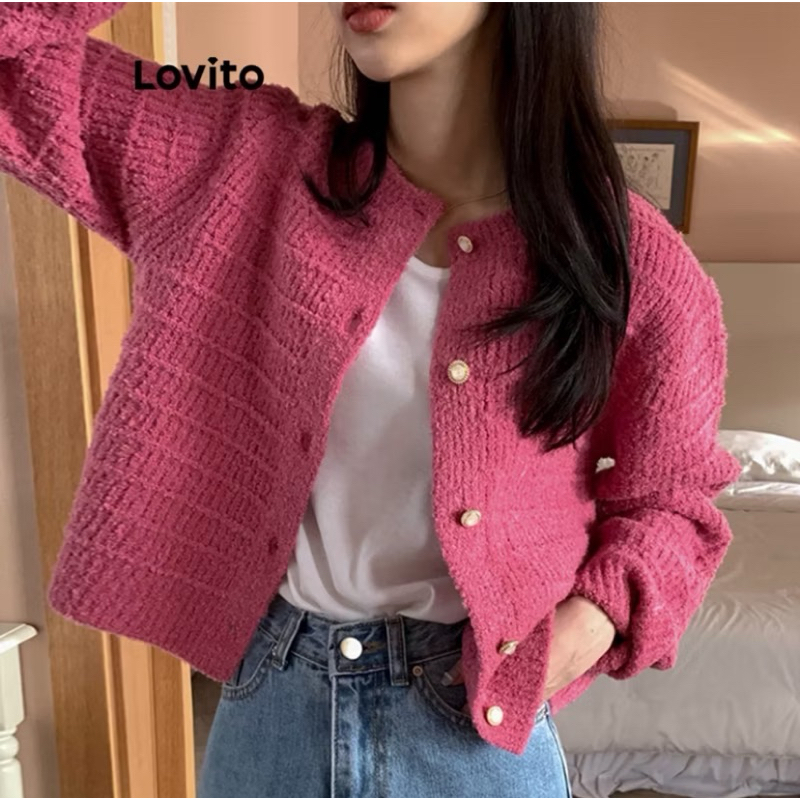 Lovito เสื้อคาร์ดิแกนผู้หญิง