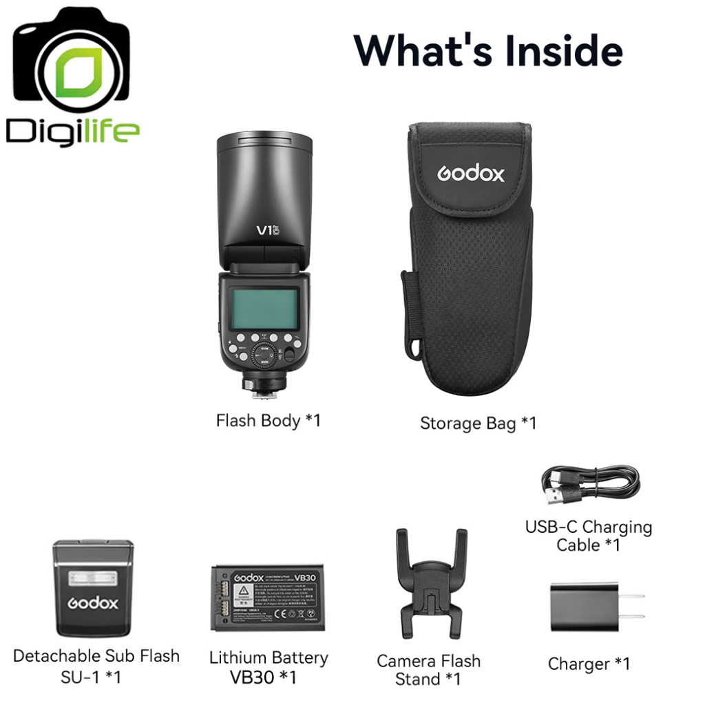 Godox Flash V1Pro -TTL HSS 2980mAh - รับประกันศูนย์ Godox Thailand 3ปี / Digilife Thailand