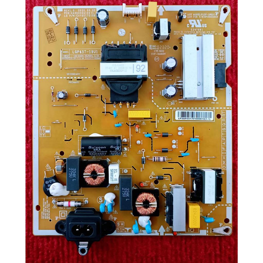 พาเวอร์ซัพพลายทีวี  LG ใช้กับรุ่น  43UP7500PTC , 43UQ7500PSF พาสบอร์ด EAX68304102