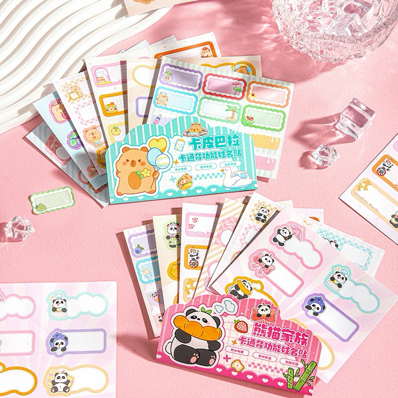 สติ๊กเกอร์ชื่อ การ์ตูนคาปิบาร่า ins สติ๊กเกอร์ติดสมุดโน๊ตแพนด้า สติกเกอร์ชื่อ ติดแก้วน้ำลายคาปิบาร่า
