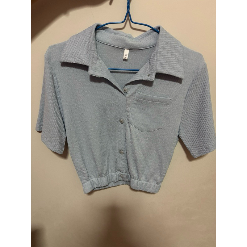 เชิ้ตทำงานผ้าไหมพรมร่อง เสื้อเชิ้ตครอปสม็อคเอว เสืัอจั๊มเอวผ้าฟองเต้าหู้ ผ้าย่นๆ เสื้อเชิ้ตคอปกสม็อค