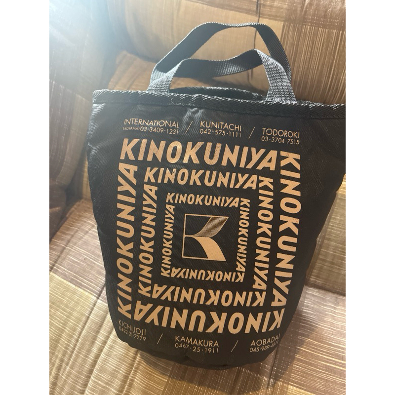 แท้/KINOKUNIYA กระเป๋าถือมินิ สัญชาติญี่ปุ่น สีดำสนิทด้านในบุนวมบางบาง ปิดปากด้วยกระดุมสภาพดีขนาด 8.