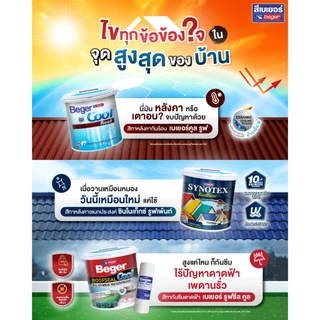 BegerCool Roof สีทาหลังคากันร้อน เบเยอร์คูลรูฟ ชนิดยืดหยุ่น ช่วยลดเสียงฝนตก สีน้ำอะคริลิกแท้ สะท้อนรังสี UV