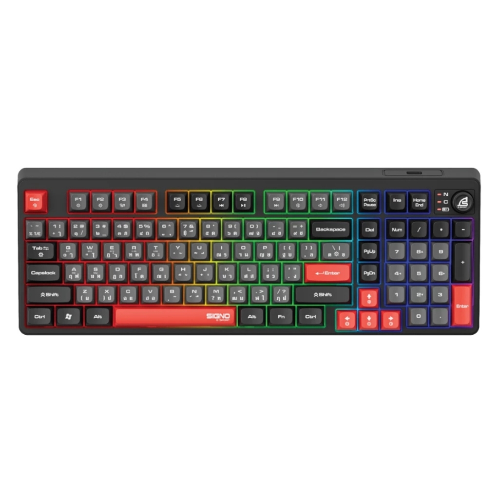 คีย์บอร์ดเกมมิ่งไร้สาย SIGNO E-Sport Wireless Gaming Keyboard EXODUS รุ่น KB-726 เชื่อมต่อได้ 3 ระบบ (BT5.3/2.4G/สาย) - รูปที่ 5