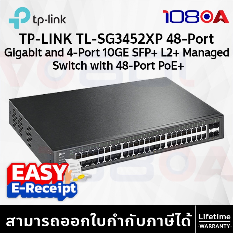 TP-LINK SG3452XP JetStream 48-Port Gigabit and 4-Port 10GE SFP+ L2+ Managed Switch with 48-Port PoE+