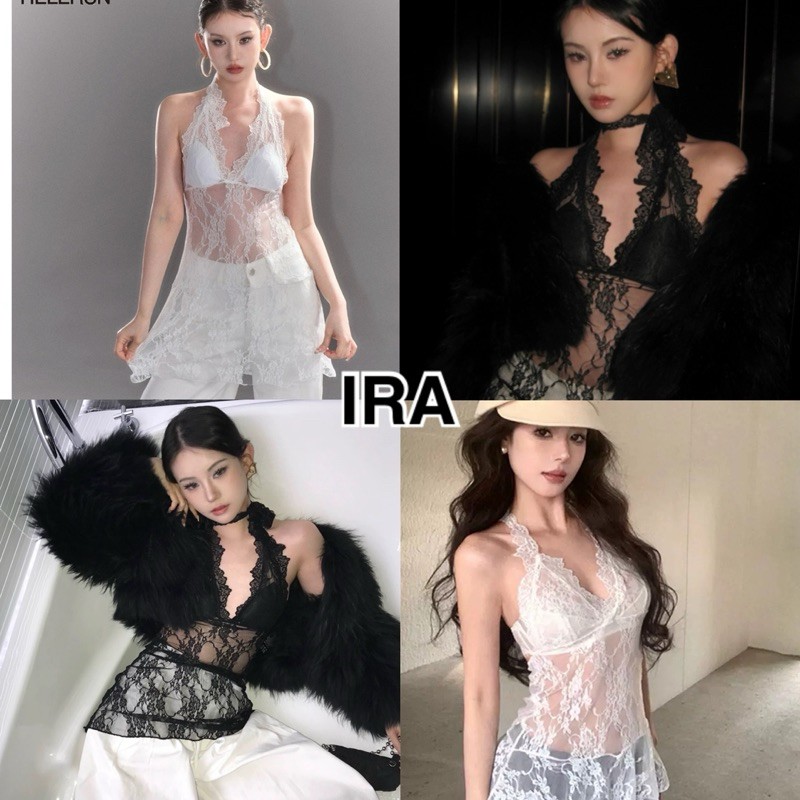 BY IRA 📌พร้อมส่ง📌 เสื้อคล้องคอเซ็กซี่เรียบง่ายฤดูใบไม้ผลิสไตล์ใหม่สีทึบแฟชั่นเสื้อกล้ามเสื้อกั๊ก