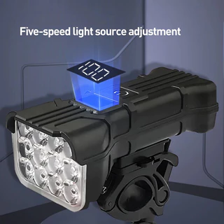🔥1200mAh ไฟหน้าจักรยาน Super Bright USB-C 12 ลูก LED ไฟหน้าจักรยานแบบชาร์จไฟได้พร้อมแตรอุปกรณ์จักรยานกันน้ำ