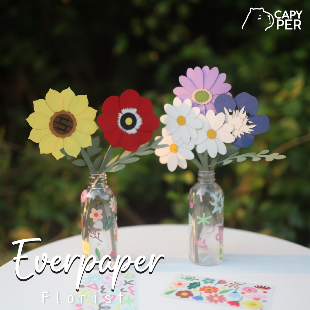 Everpaper Florist เซ็ทดอกไม้กระดาษ พร้อมขวดและสติ๊กเกอร์ตกแต่ง