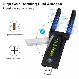 Actual ตัวรับสัญญาณการ์ดเครือข่ายเครื่องส่งสัญญาณ WiFi 2.4Gไร้สายUSB3.0 อะแดปเตอร์WiFi 1800M เหมาะสำหรับคอมพิวเตอร์เรา