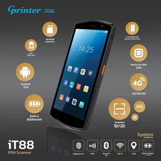 Gprinter PDA IT88 เครื่องสแกนบาร์โค้ด idata เครื่องนับสินค้าคงคลัง จอสัมผัส ไร้สาย 1D2D