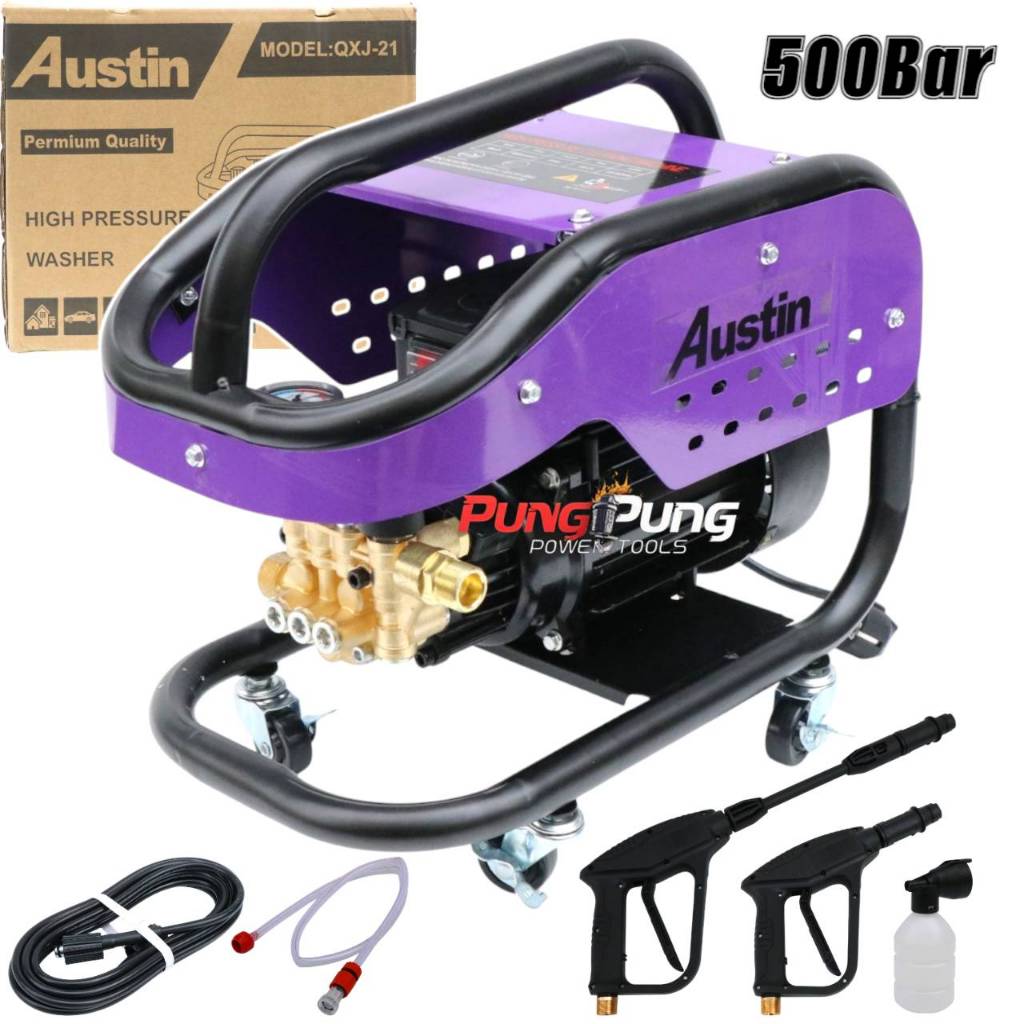 Austin เครื่องฉีดน้ำแรงดันสูงล้อลาก Gold Series เครื่องฉีดน้ำ 500 บาร์ 4 แรงม้า 4800 วัตต์ รุ่นใหม่! QXJ-21 ปรับแรงดันน้