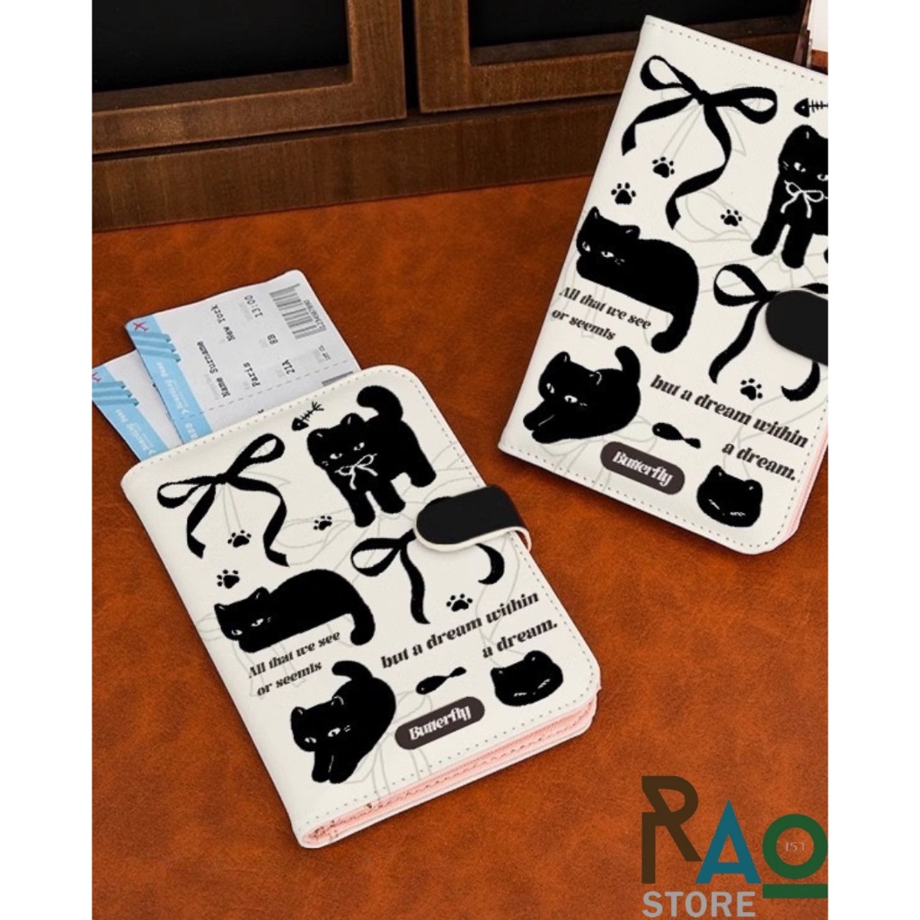 Rao Store พร้อมส่ง สมุดพาสปอร์ตลายการ์ตูนน่ารัก มีช่องใส่บัตร ตั๋วเครื่องบิน ธนบัตรได้ ขนาดกะทัดรัด พกพาสะดวก