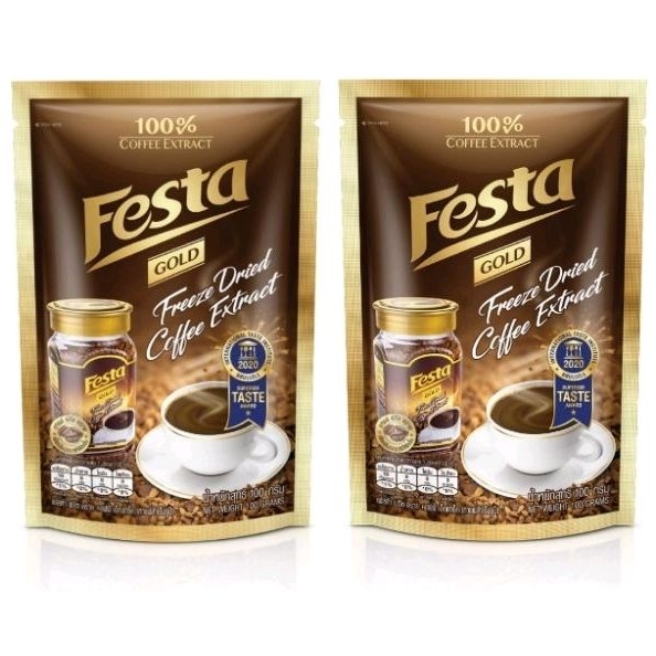 Festa เฟสต้า โกลด์ ฟรีซดราย คอฟฟี่ กาแฟสำเร็จรูป ปริมาณ100กรัม×2ซอง(200กรัม)