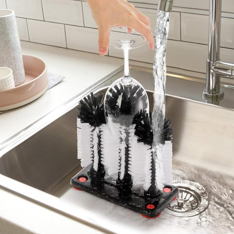 แปรงล้างขวด Bar Glass Cleaner for Sink พร้อมฐานดูดสำหรับห้องครัว (7 x 4 x 7 นิ้ว)