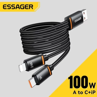 Essager 100W 7A สายเคเบิลข้อมูลหนึ่งถึงสอง A-C+C/A-C+L for ip Huawei oppo redmi