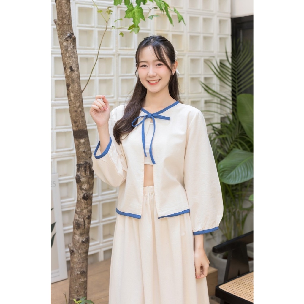 LANNA-เสื้อคลุมแขนยาวแบบผูกหน้า ทรงสวยใส่สบาย เนื้อผ้าบางเบาผ้านุ่มมากค่ะ