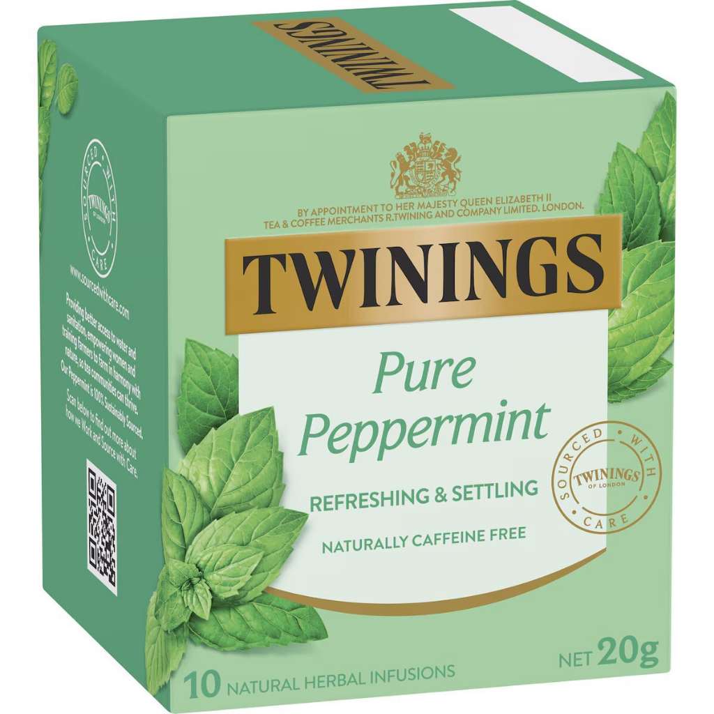 Twinings Pure Peppermint Tea Bags 10 Pack (Individually wrapped) ทไวนิงส์ ชาเพียว เปปเปอร์มินท์ 10 ซอง (ชามีซองบรรจุแยก)