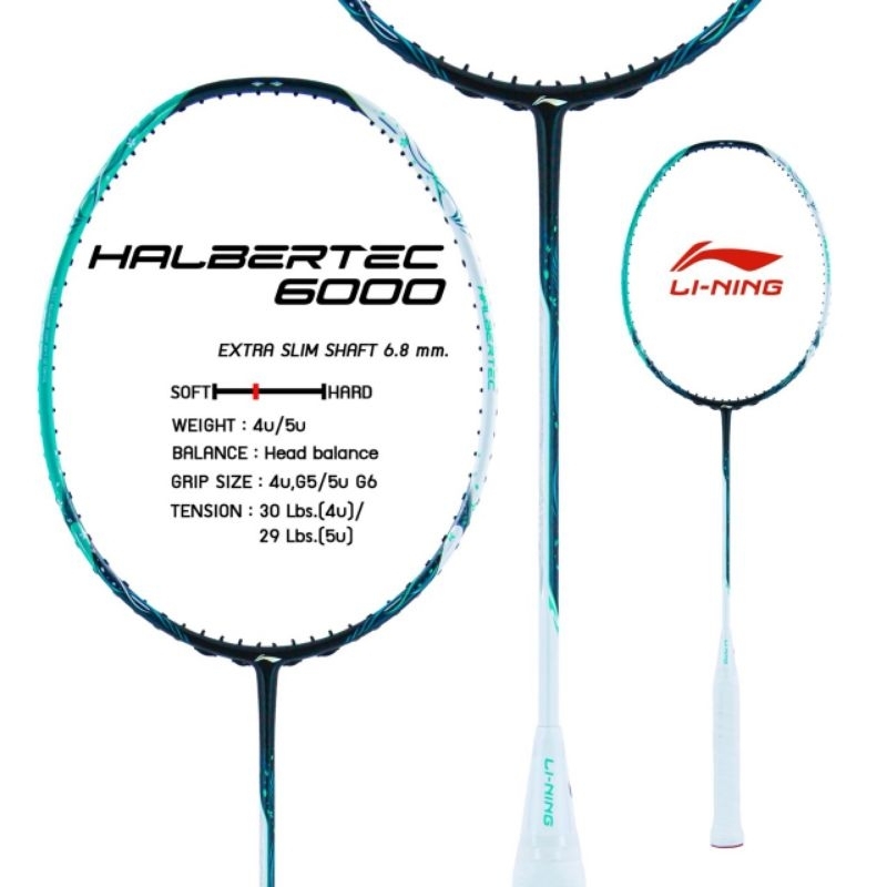 Li-Ning Halbertec 6000 4U/5U เอ็น+กริป+ถุงผ้า แท้ 💯%
