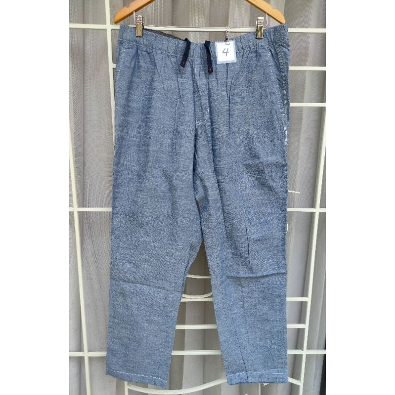G20) Uniqlo COTTON ผ้าฝ้าย กางเกงชาย/หญิง ใส่ได้  มีเชือก🔺เอว 38-40" (XL 92-100cm)ผ้าฝ้ายคัตตอน เบาย