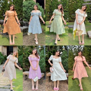 Montana 💐 de fluer dress เดรสยาวผ้าปักลายดอกไม้เข้ารูปพร้อมโ…