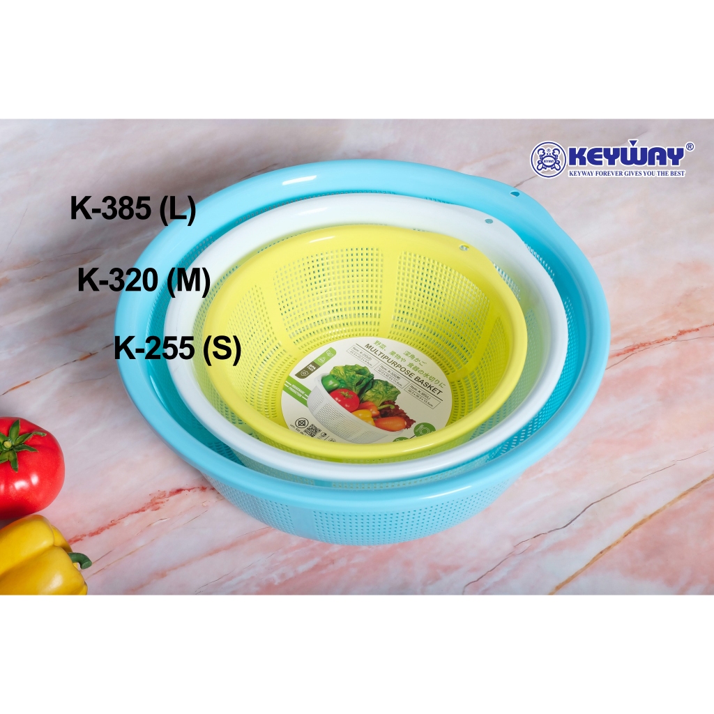 Keyway K-255 , K-320 , K-385 ตะกร้าทรงกลมล้างผัก ผลไม้ 3 ขนาด  - MULTIPURPOSE BASKET [ S / M / L ]