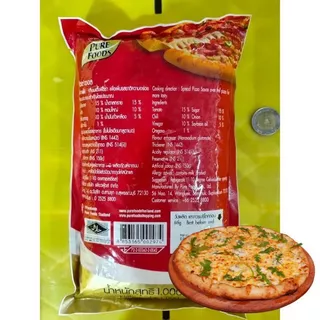 รสอร่อย by เพียวฟู้ดส์ แพ็คคู่ 2ถุง ซอสพิซซ่า ออริจินอล ถุงแดง 1000g สำหรับทำพิซซ่า มีฮาลาล