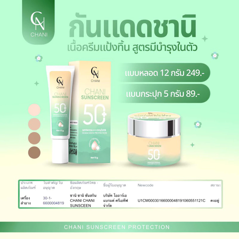 กันแดดชานิ กันแดดชนิ กันแดดเนื้อแป้งทิ้น กันแดดchani