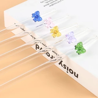 (พร้อมส่ง)💖หลอดแก้วประดับโบว์ หลอดโบว์ หลอดดื่มแบบใช้ซ้ำได้ 1 ชิ้น 8 มม.