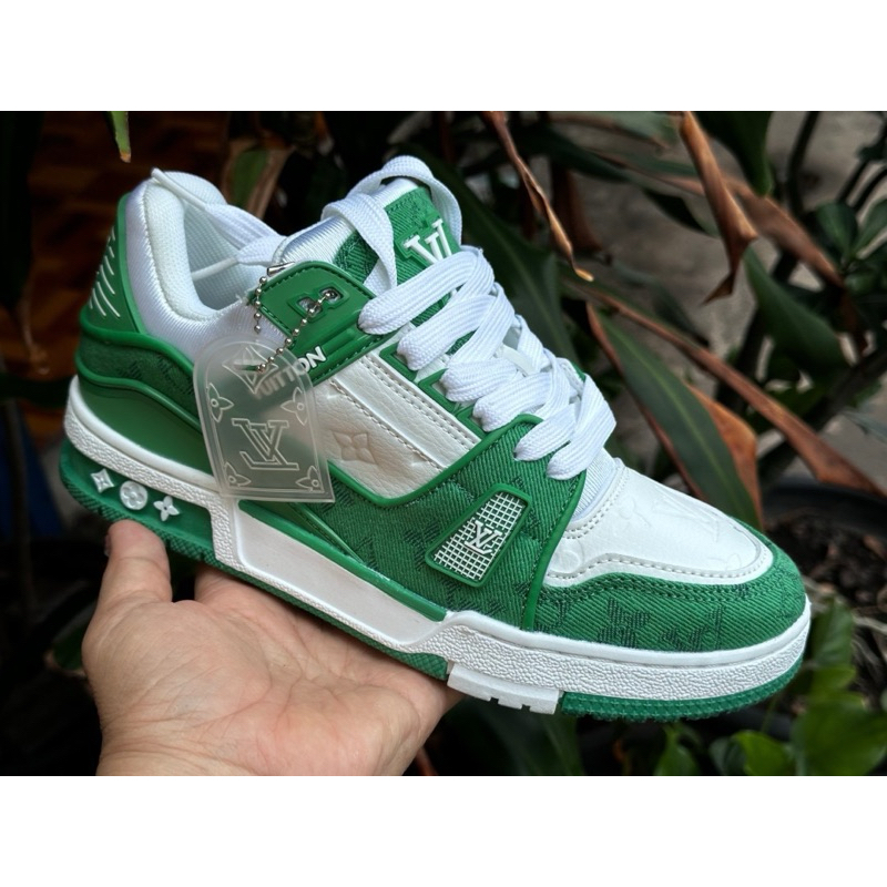 🛒🚩รองเท้าผ้าใบ L V Trainer Low’ Monogram Denim [งาน Hiend]