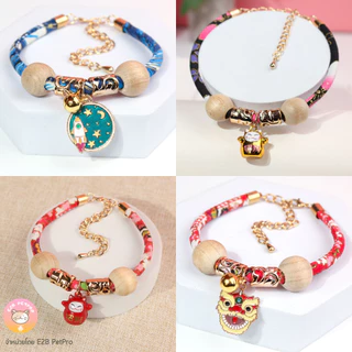 ปลอกคอแมว สไตล์ญี่ปุ่น ปลอกคอแมวนำโชคไม้การบูรไล่แมลง4ขนาด C059
