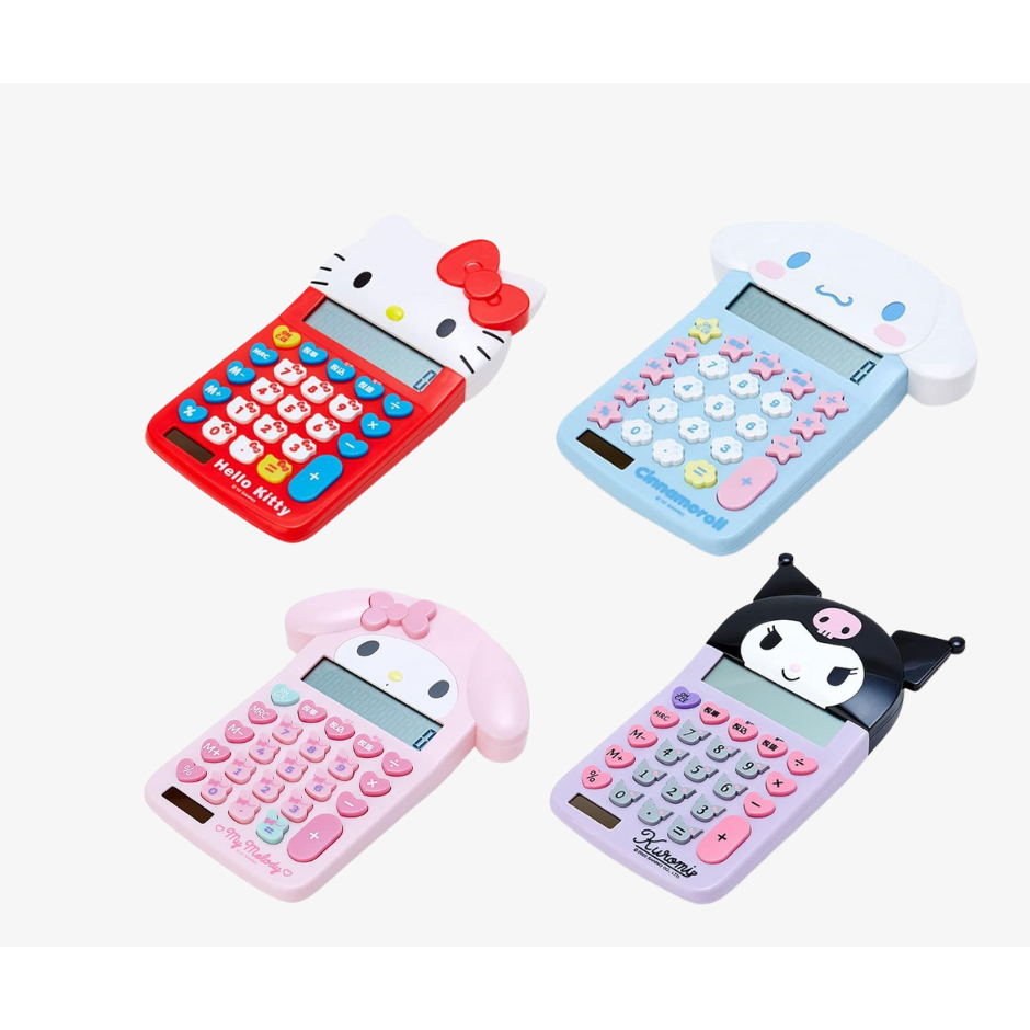 พร้อมส่ง!! เครื่องคิดเลข Sanrio ของแท้ 100% คีย์รูปใบหน้า Hello Kitty, Kuromi, My Melody สุดน่ารัก จากญี่ปุ่น