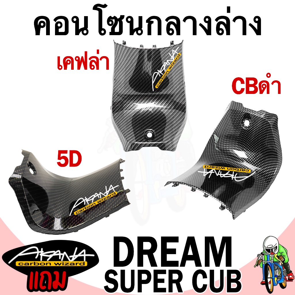 คอนโซนกลางล่าง DREAM SUPERCUB เคฟล่า เคลือบเงา ลายคมชัด Free !!! สติ๊กเกอร์ AKANA 1 ชิ้น