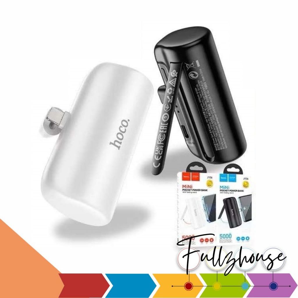 จัดส่งด่วน HOCO J106 พาวเวอร์แบงค์ 5000mAh หัวชาร์จ iOS / Type-C มีขาตั้งในตัว มี มอก.