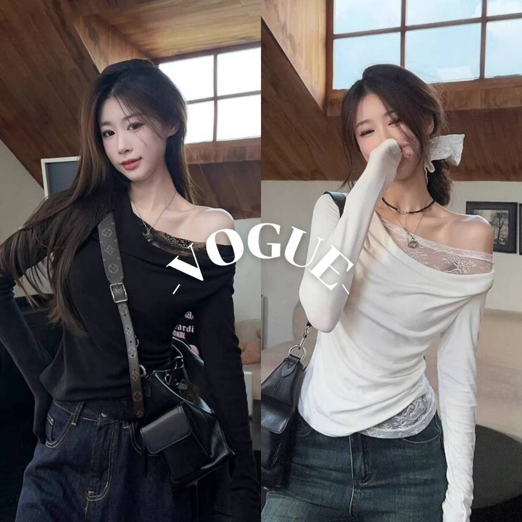 Vogue🌟พร้อมส่ง🌟 เสื้อไหมพรมแขนยาว ไหมพรม สีพื้น ยืดตามตัว (Y0321)