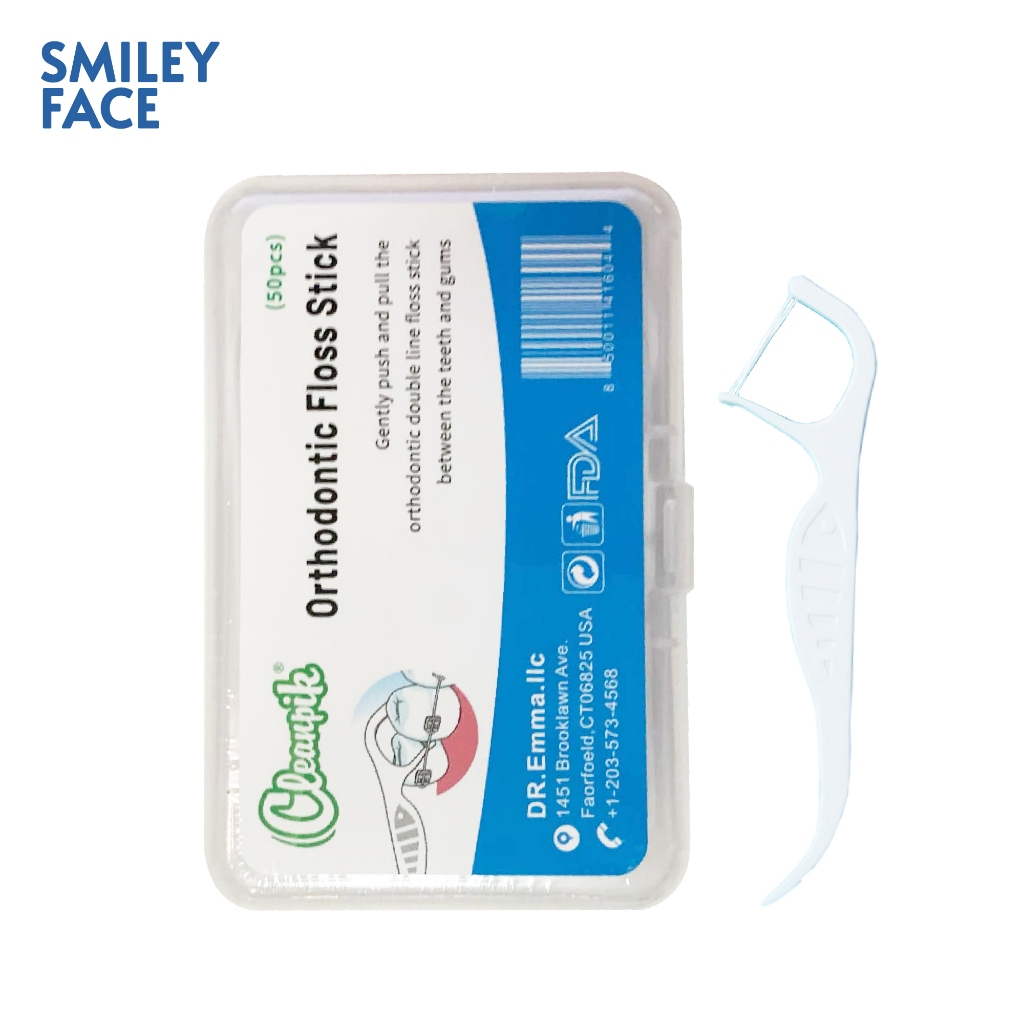 ไหมขัดฟันสำหรับคนจัดฟันแบบมีด้าม (50 ชิ้น) | Cleanpik Orthodontic Floss Stick
