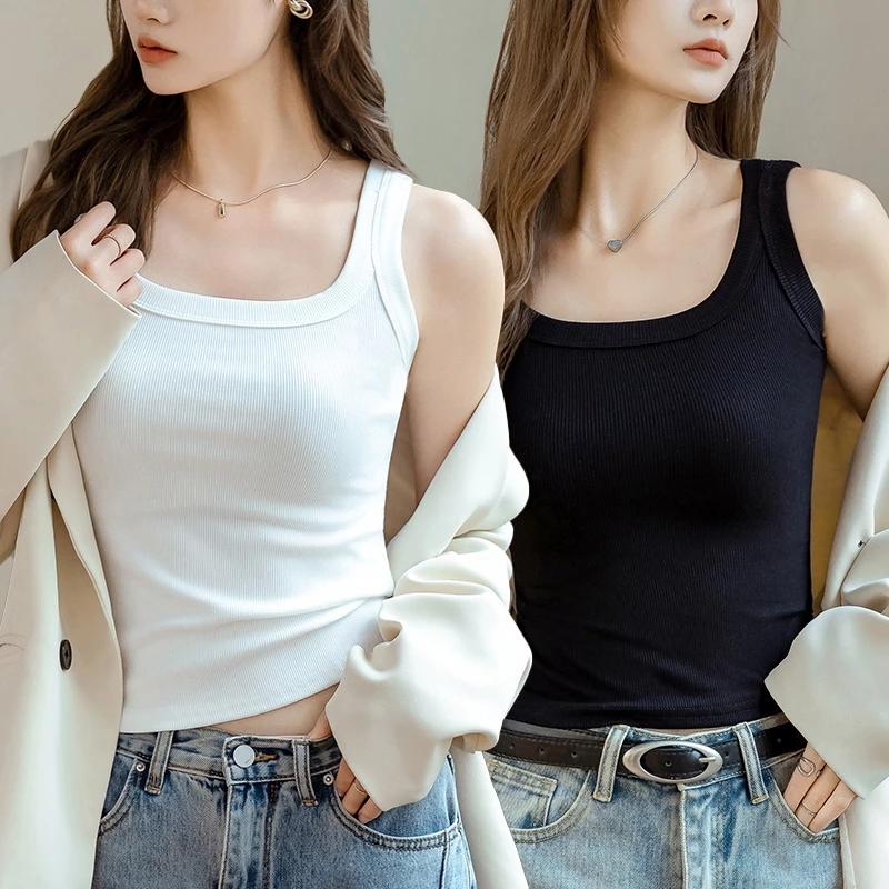 เสื้อกล้ามสีพื้น เสื้อทรงคอร์เซ็ท มีบราในตัว ฟองน้ำในตัว ใส่สบาย เสื้อกล้ามรัดรูป เสื้อแขนกุด สาวอวบใส่ได้