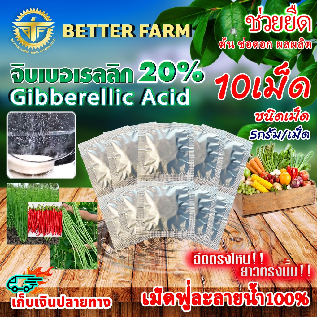 จิ๊บเม็ด จิบเบอเรลลิน Gibberellin จิบเบอเรลลิก แอซิด ชนิดเม็ด Gibberellic Acid20%(GA3)เม็ดฟู่ละลายน้ำ100%/🛒หลายตัวเลือก