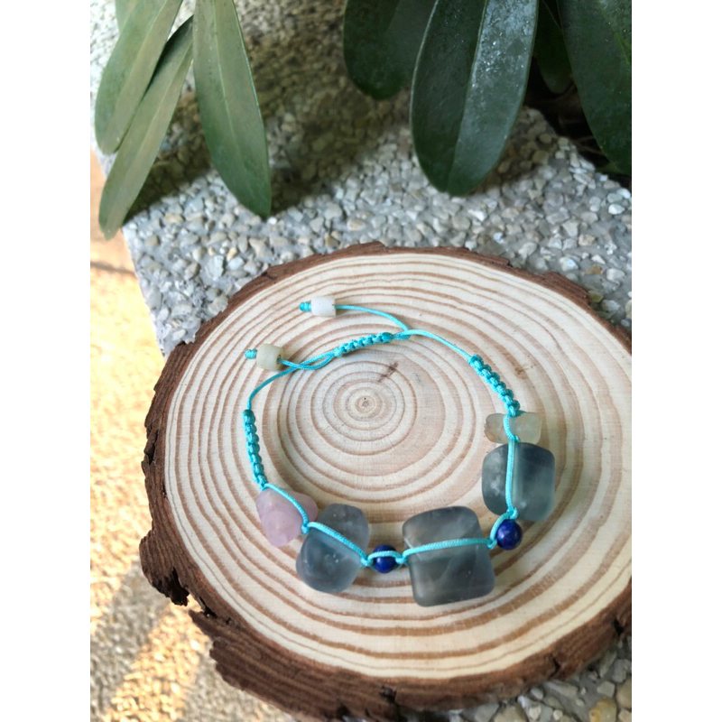 one piece Natural Stone lapis lazuli with amethyst handmade bracelet