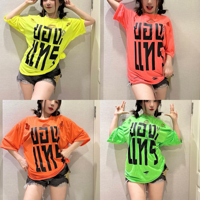 🌟STF_SHOP🌟เสื้อยืดฟรีไซด์ลายของแทร่ อก44 ยาว 29 สีสด ผ้าคอตตอน