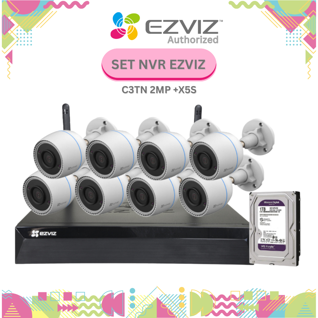 SET EZVIZ กล้อง EZVIZ C3TN รุ่น CS-C3TN 2MP เครื่องบันทึก รุ่น NVR X5S CS-X5S-R100-8W