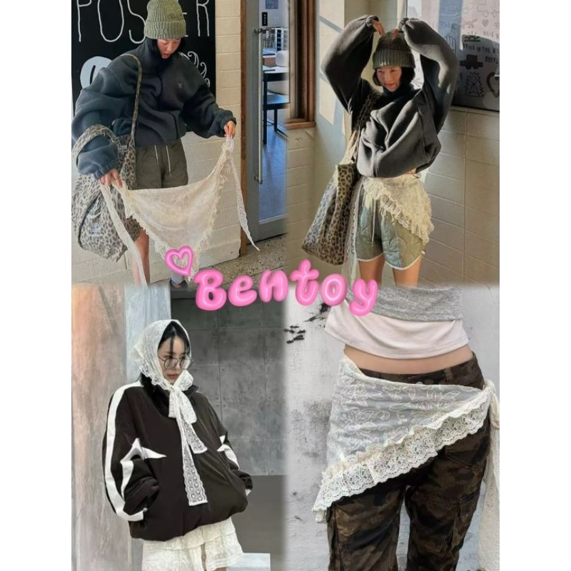ผ้าโพกเอว ผ้าคลุมผมลายลูกไม้สไตล์มินิมอล เพิ่มเสน่ห์ให้ทุกชุด