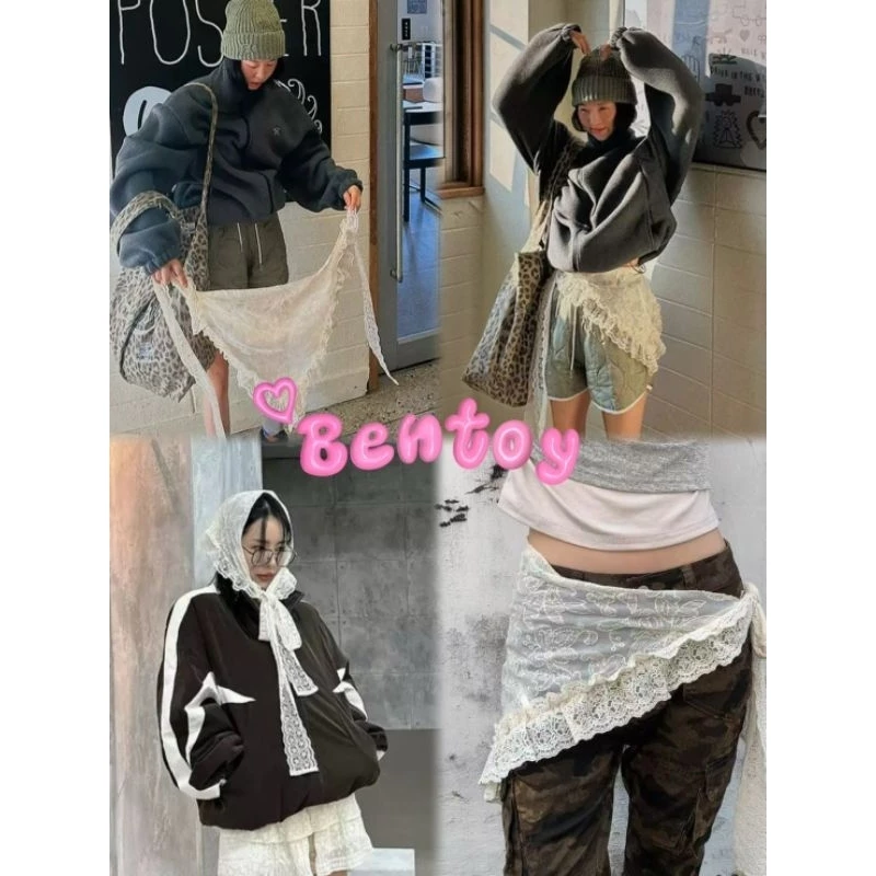 Bentoy🏝️ผ้าโพกเอว ลายลูกไม้ ตัดขอบ ผูกเอว คลุมผม เท่ๆ สไตล์​มินิมอลง(1234)