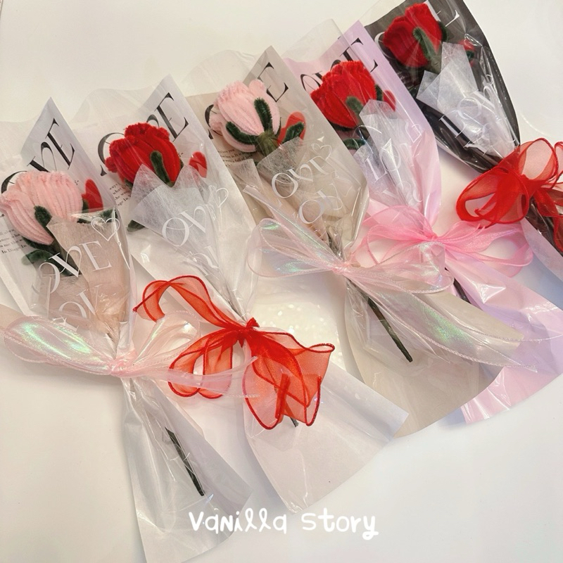 [มีส่งด่วน] ดอกกุหลาบ ช่อกุหลาบ ดอกกุหลาบเดี่ยว ดอกกำมะหยี่