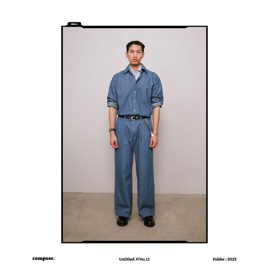 Denim Wide Shirt in Blue | เสื้อเชิ้ตทรงหลวม ผ้าเดนิม สีน้ำเงิน - รูปที่ 2