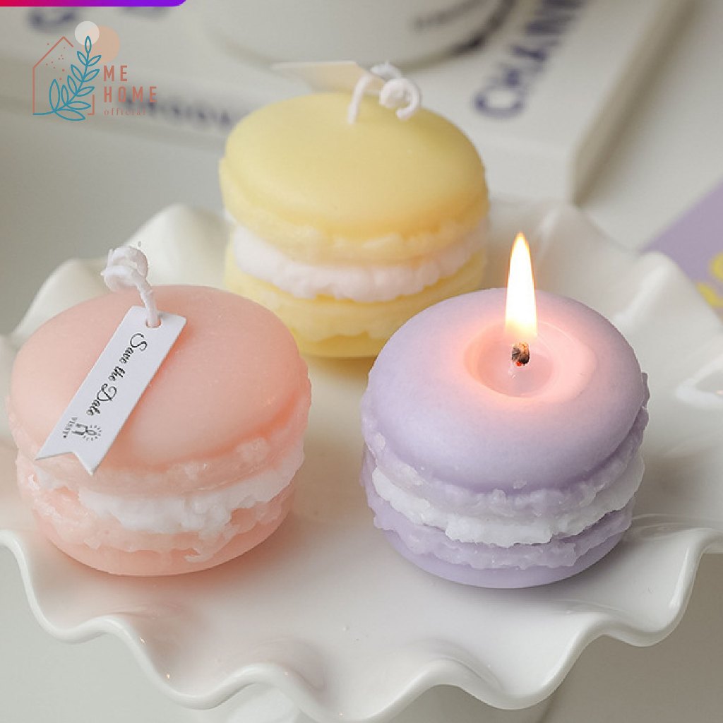 เทียนมาการองสุดน่ารัก สีพาสเทล หอมหวานสำหรับตกแต่งบ้าน เทียนหอม เทียนตกแต่ง - รูปที่ 4